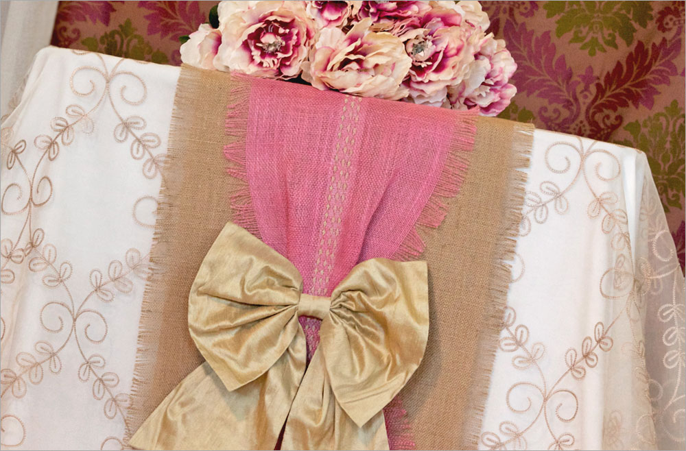 Two Tone Rustic Burlap Table Runner